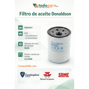 Filtro de aceite Donaldson P502007